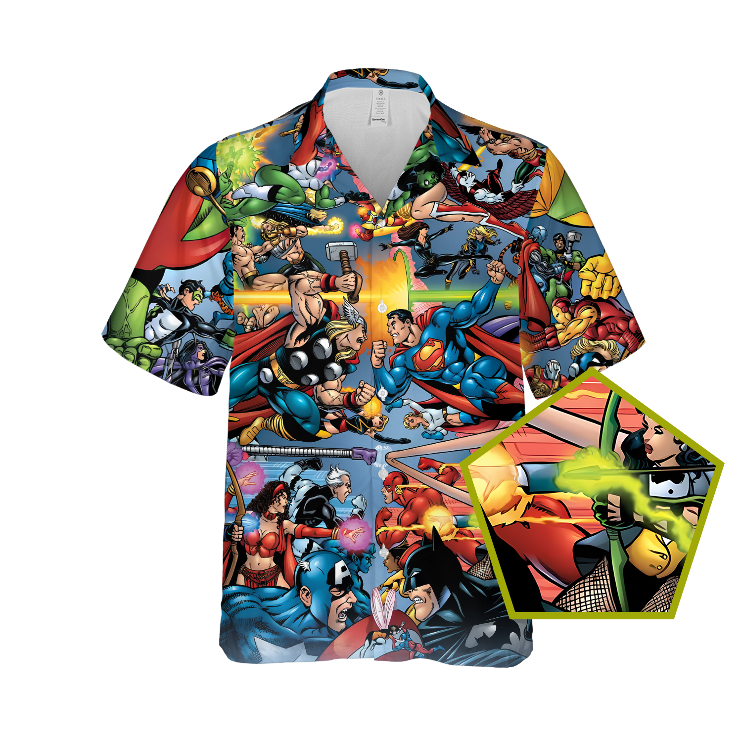 Marvell vs DC Fighting Hawaiihemd, Button Down Hemd für Herren & Damen - Bild 7 von 15
