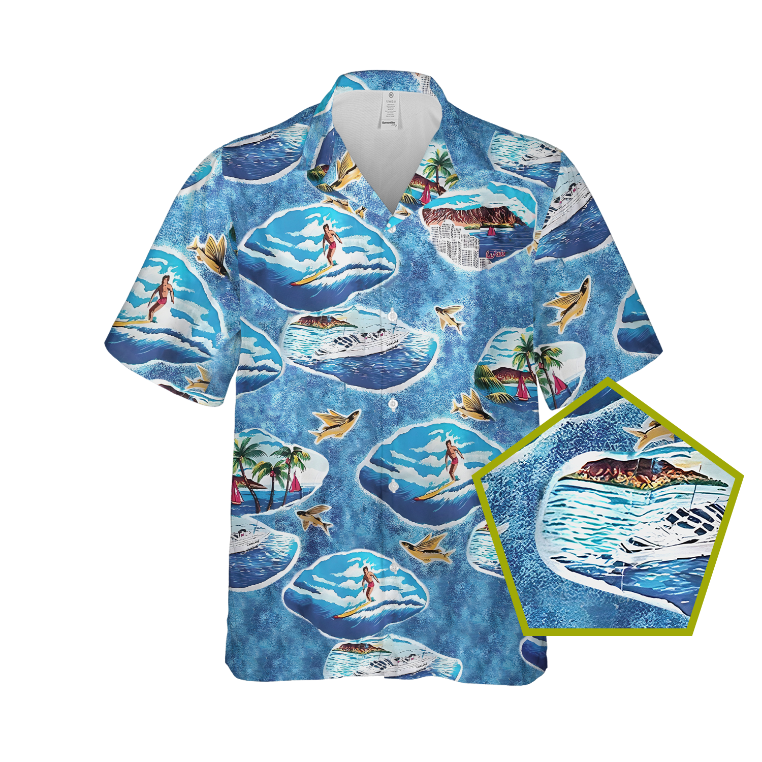 Hahn Hemd Top Gun Hawaiihemd, Button Down Hemd für Herren & Damen - Bild 7 von 15