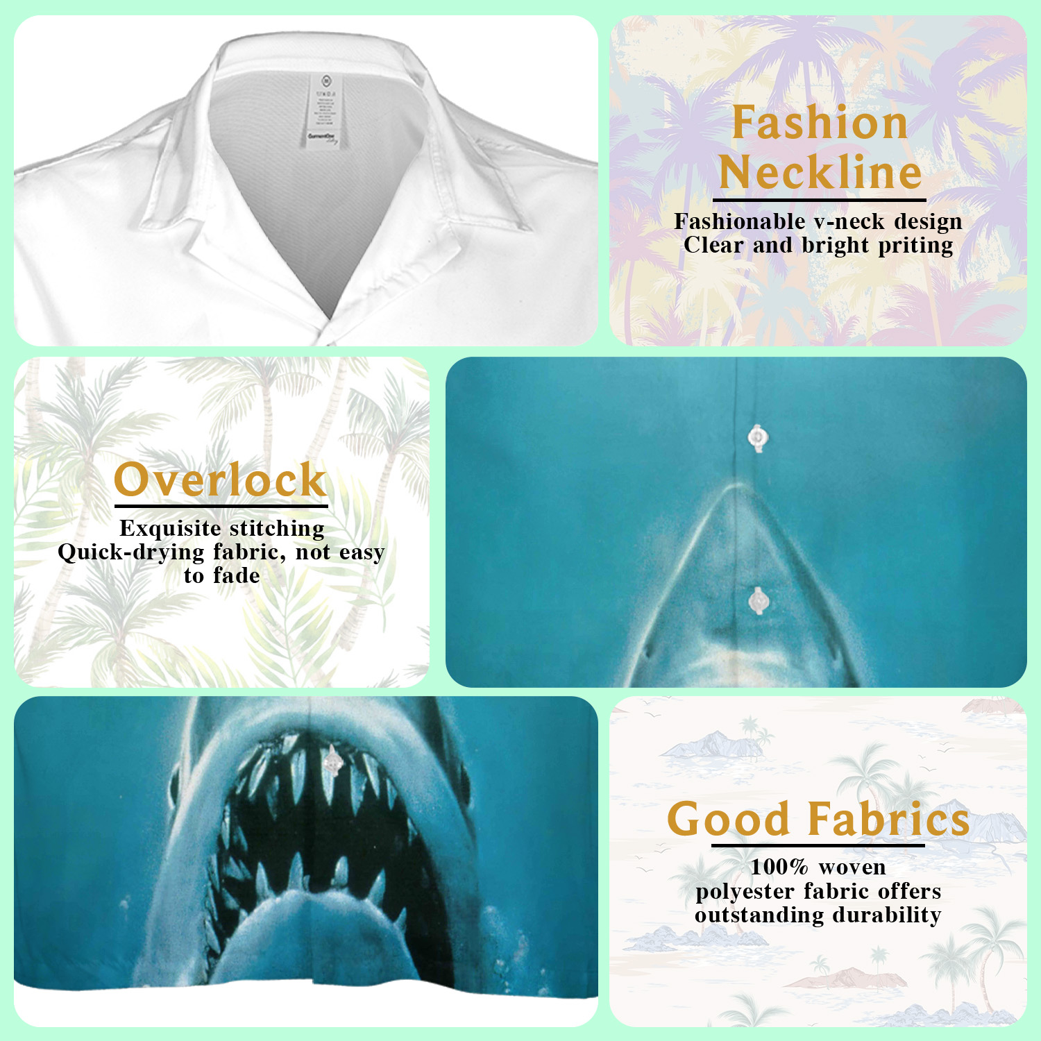 Shark Jaws Hemd Jaws Film Hawaiihemd, Button Down Hemd für Herren & Damen - Bild 9 von 15