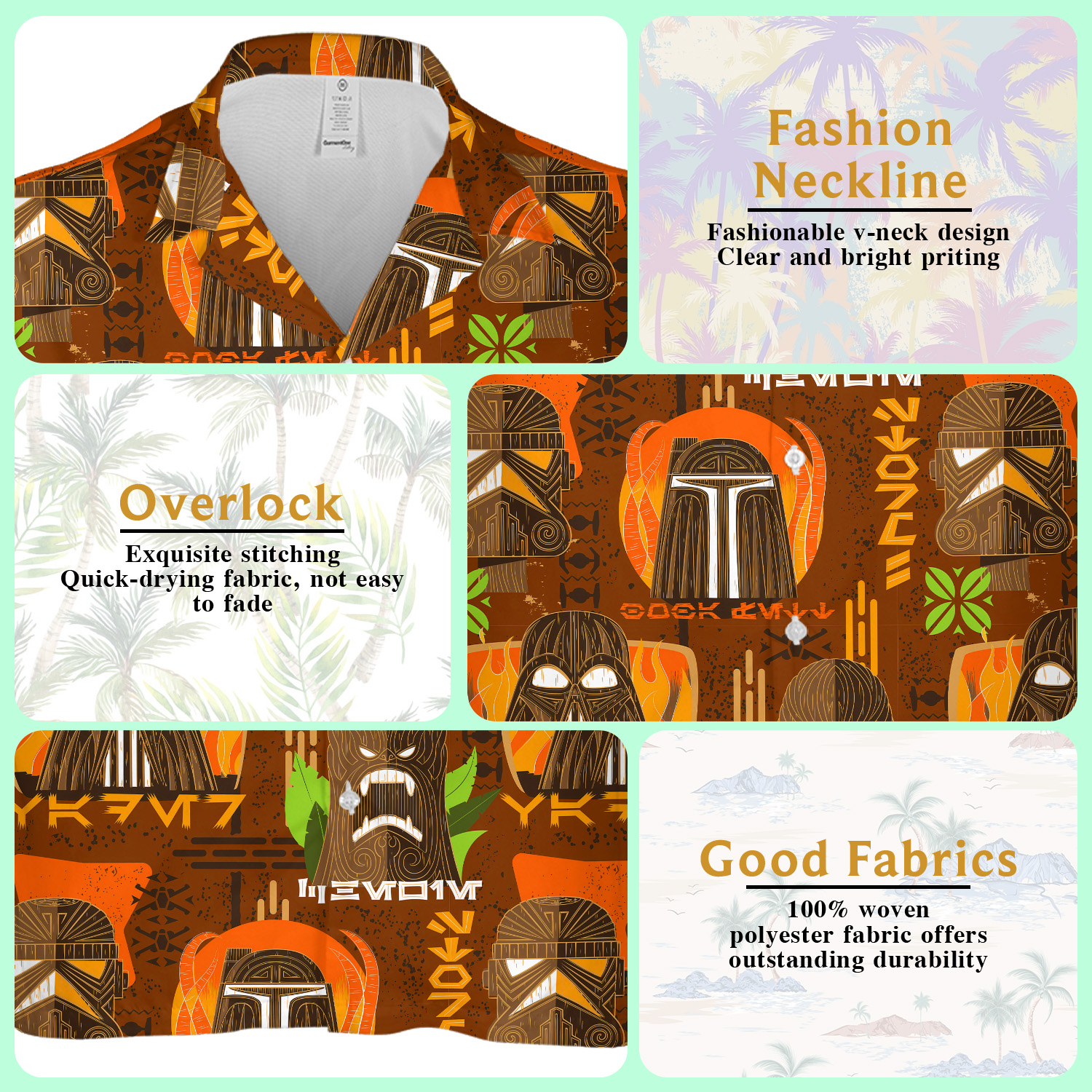 Star Wars Tiki Art lustiges Hawaiihemd, Button Down Hemd für Männer & Frauen - Bild 9 von 15