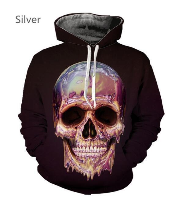 Hombres 3D Calavera Sudaderas con Capucha Sudaderas Otoño De Gran Tamaño Sudadera con Capucha Suelta Prendas de Aire Pullovers